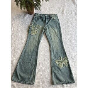 BDG Low Rise Flare Butterfly Appliqué Denim Jeans Women’s Size 26